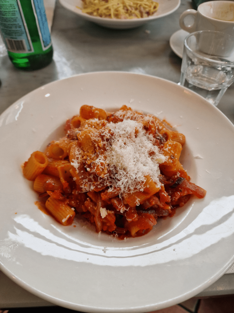 pasta rigatoni,, a dish that #alexandrasfamily had when celebrating her wedding anniversary in london